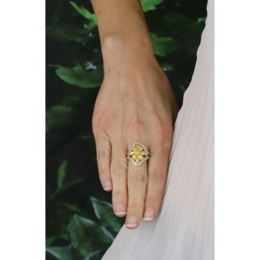 Gold over Sterling Silver Yellow CZ Ring Size 7 1/4 - Picture 2 of 7